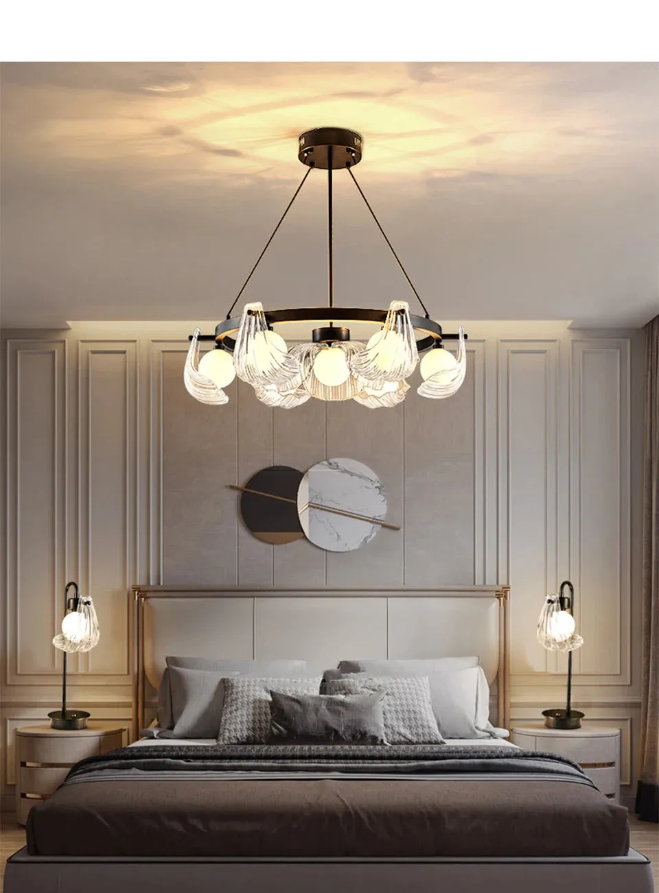 IIS Modern Shell Glass Lampshade Table/Floor/Pendant Light Fixture G9 Socket