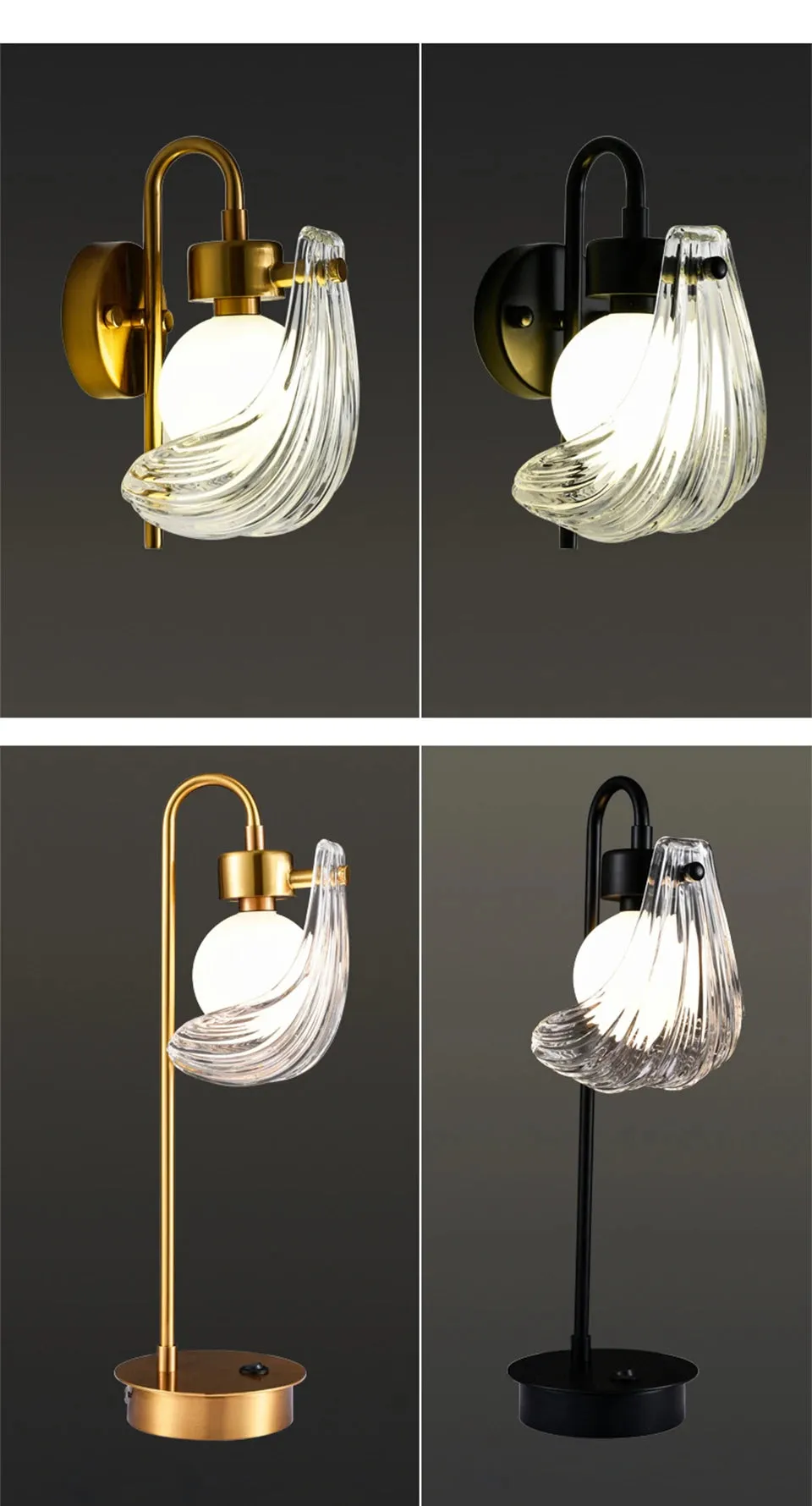 IIS Modern Shell Glass Lampshade Table/Floor/Pendant Light Fixture G9 Socket