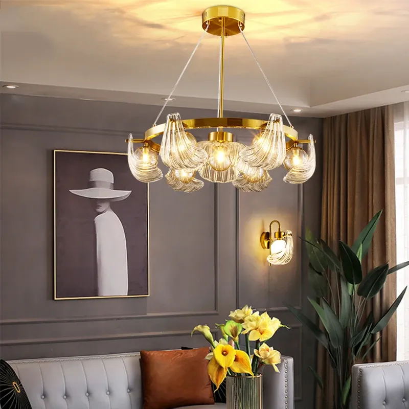 IIS Modern Shell Glass Lampshade Table/Floor/Pendant Light Fixture G9 Socket