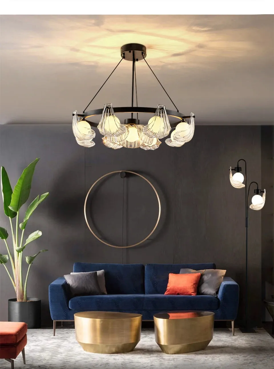 IIS Modern Shell Glass Lampshade Table/Floor/Pendant Light Fixture G9 Socket