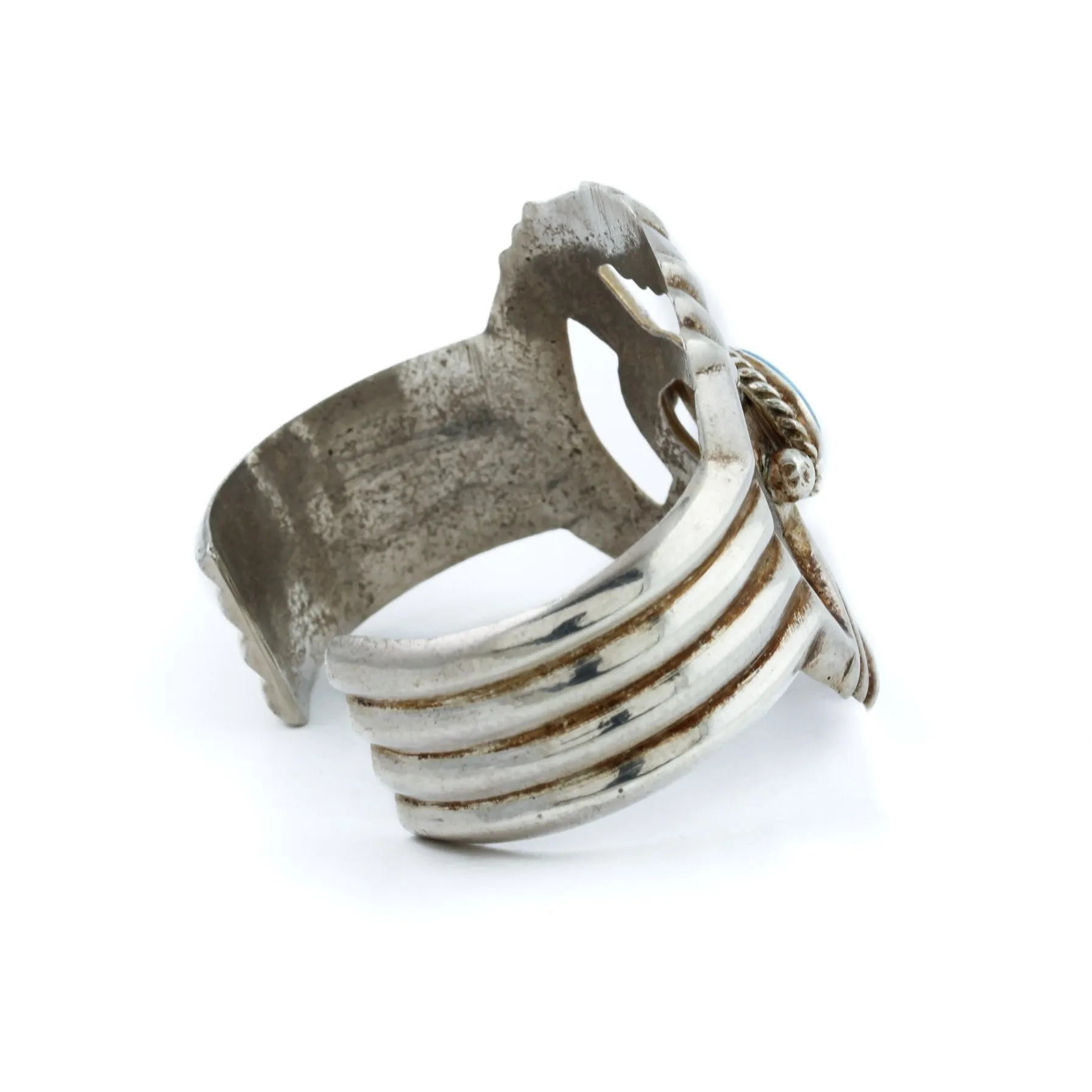 Kingman Turquoise Sandcast Navajo Cuff