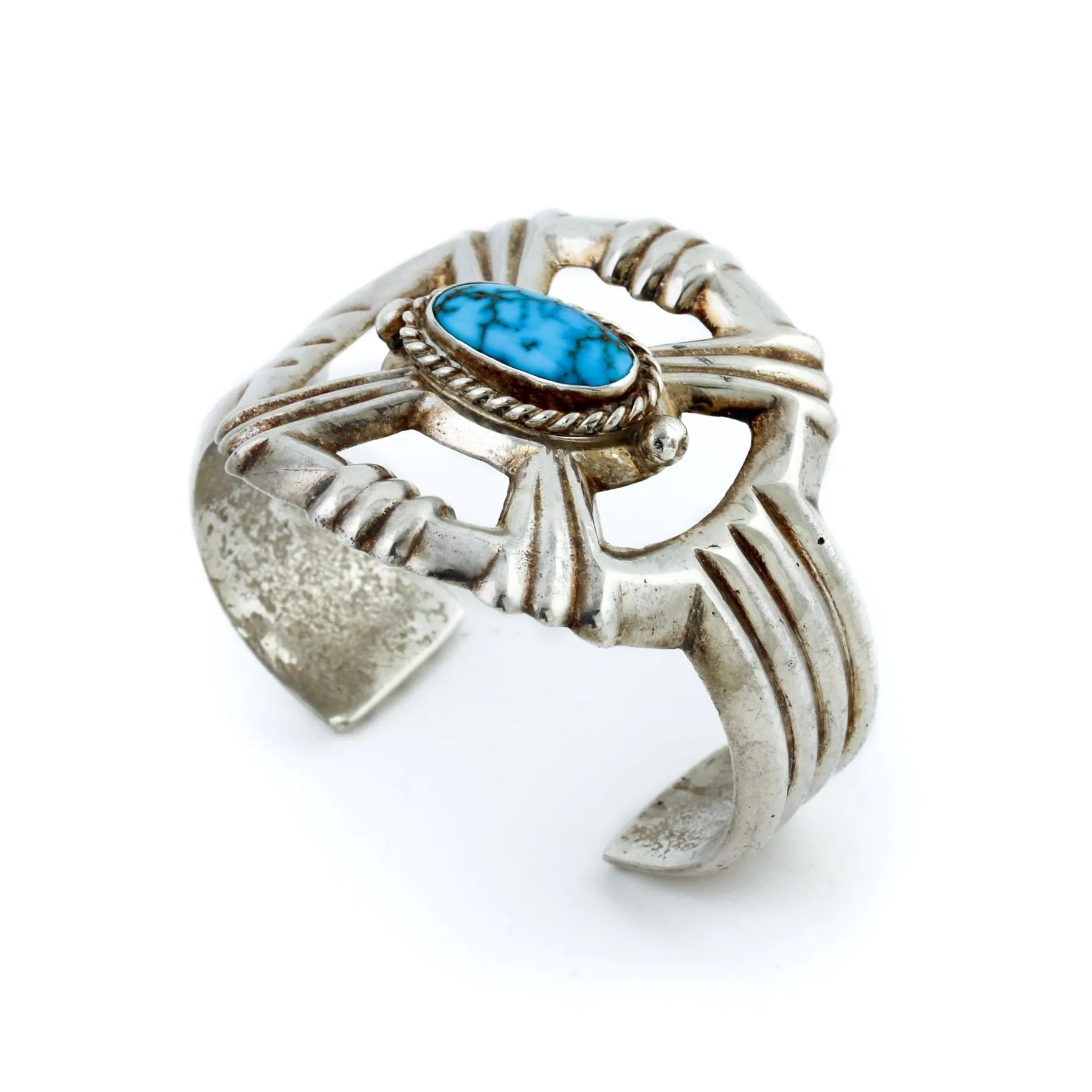 Kingman Turquoise Sandcast Navajo Cuff