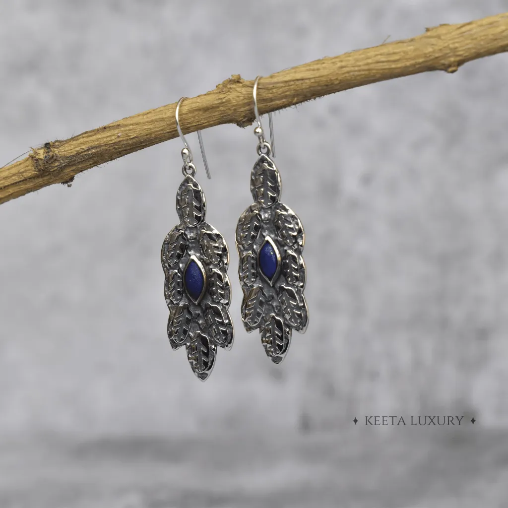 Leafy Wave - Lapis Lazuli Earrings