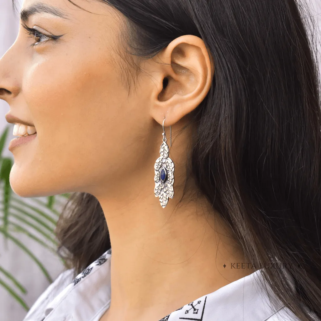 Leafy Wave - Lapis Lazuli Earrings