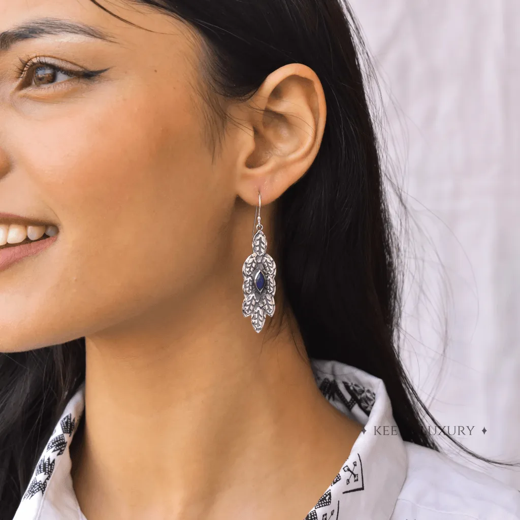 Leafy Wave - Lapis Lazuli Earrings