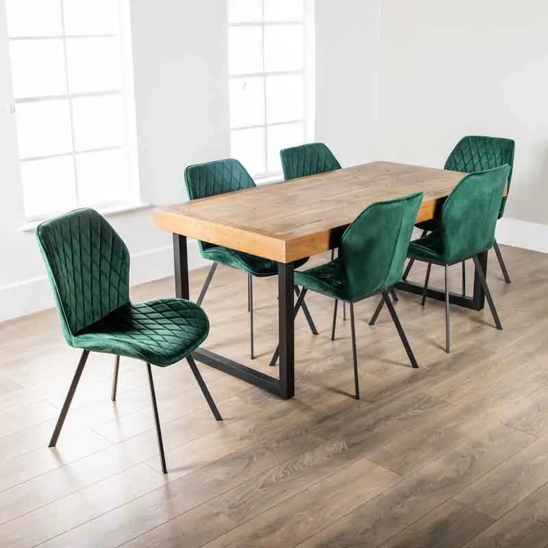 Lincoln Extending Table with 6 Vancouver Emerald Chairs