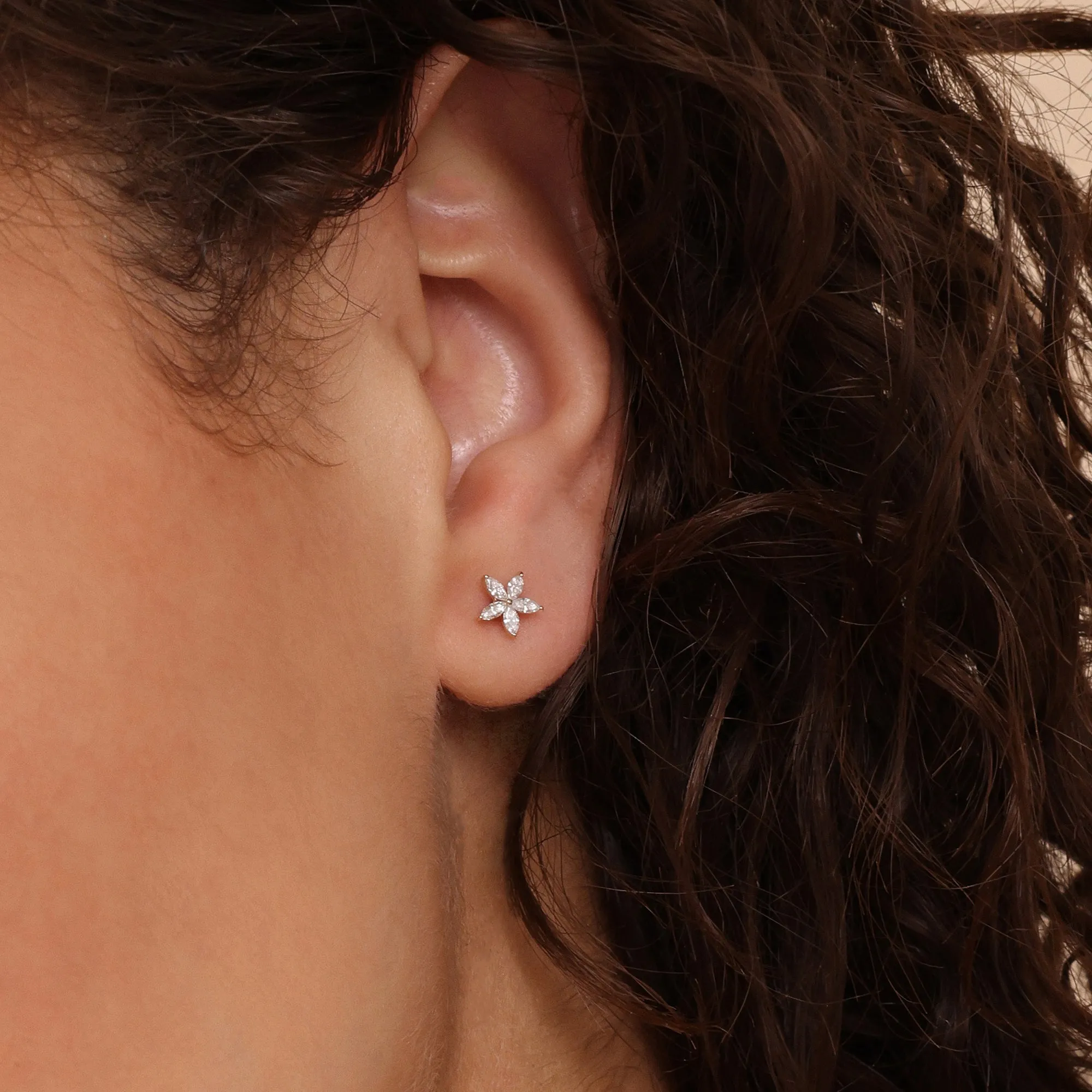 Marquise Diamond Flower Studs, Vicky