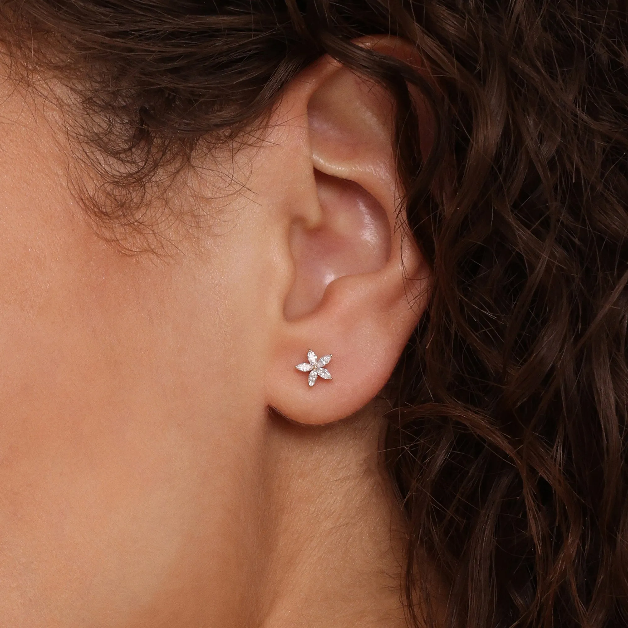 Marquise Diamond Flower Studs, Vicky