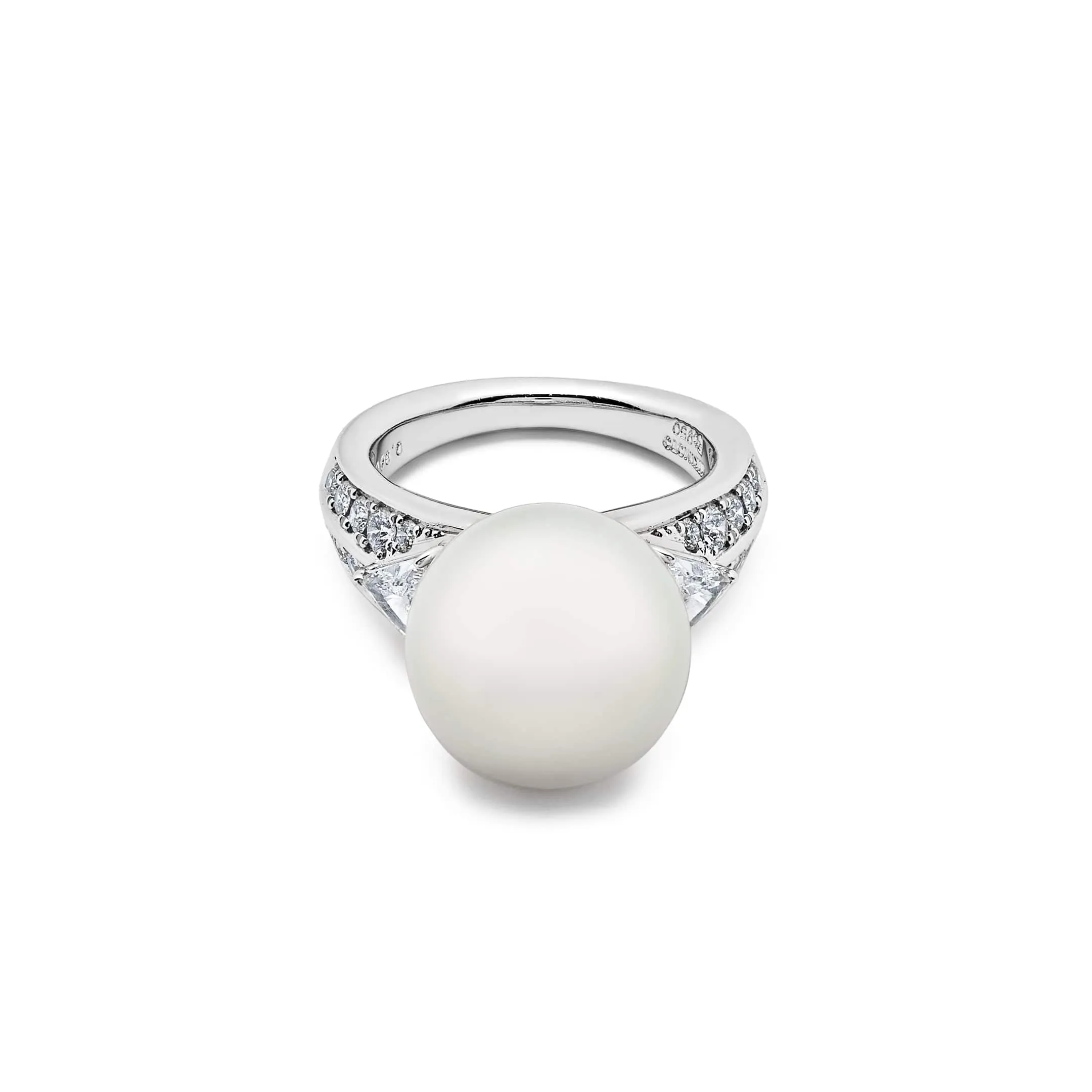 Mikimoto White South Sea Cultured Pearl and Diamond Ring