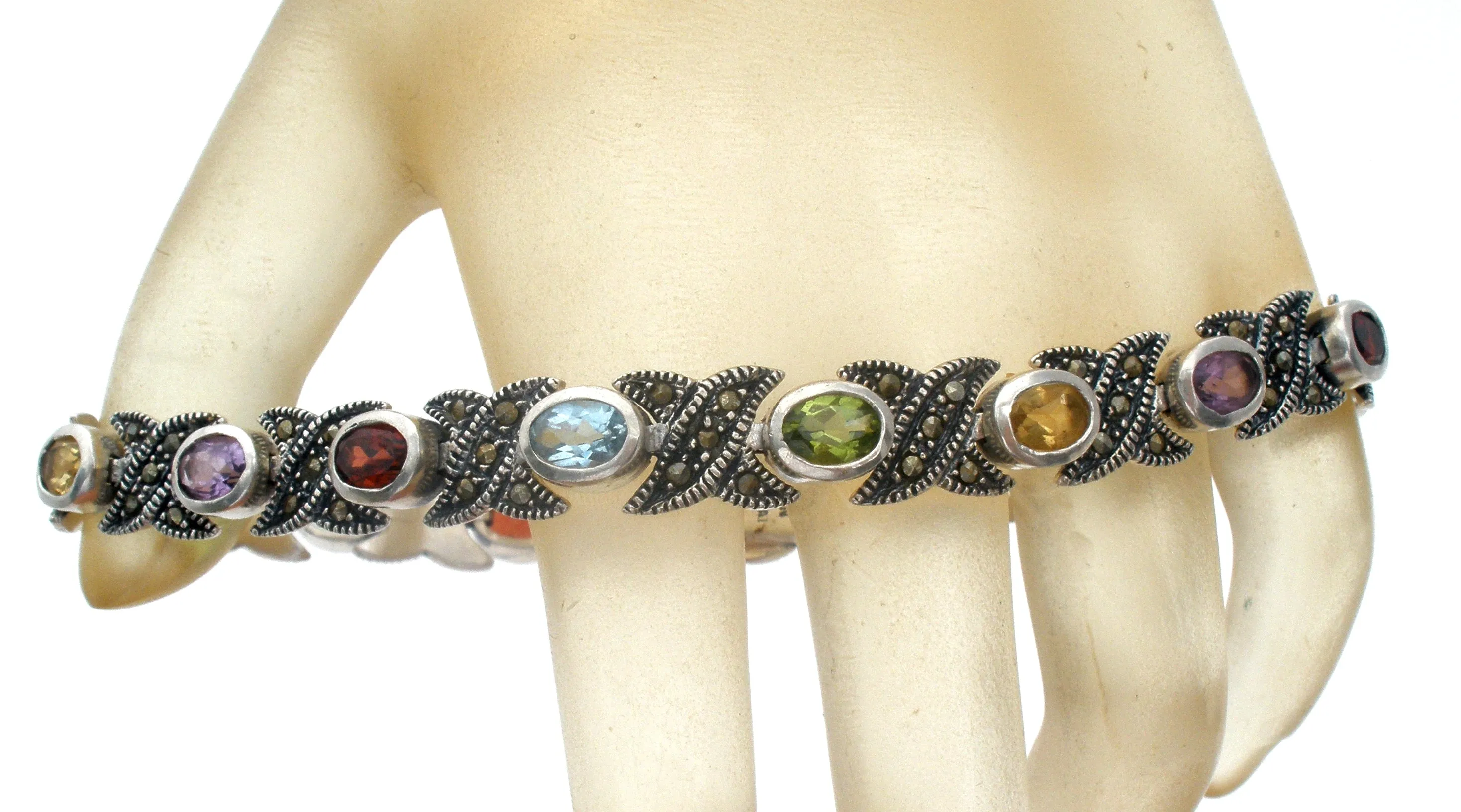 Multi Color Gemstone Hugs & Kisses 925 Bracelet