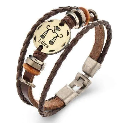 Oroskópio Leather Rope Zodiac Bracelet