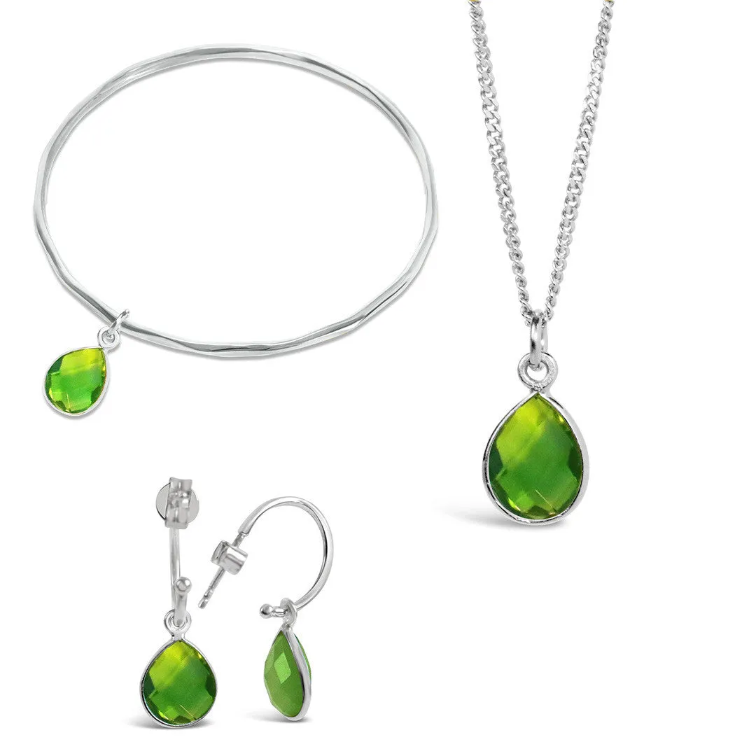 Peridot Charm Bangle | Silver - August
