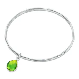 Peridot Charm Bangle | Silver - August