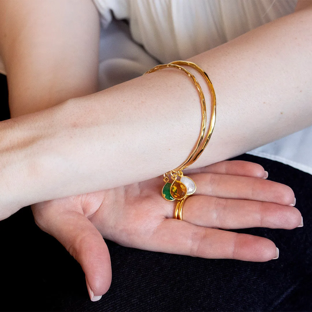 Peridot Charm Bangle | Silver - August