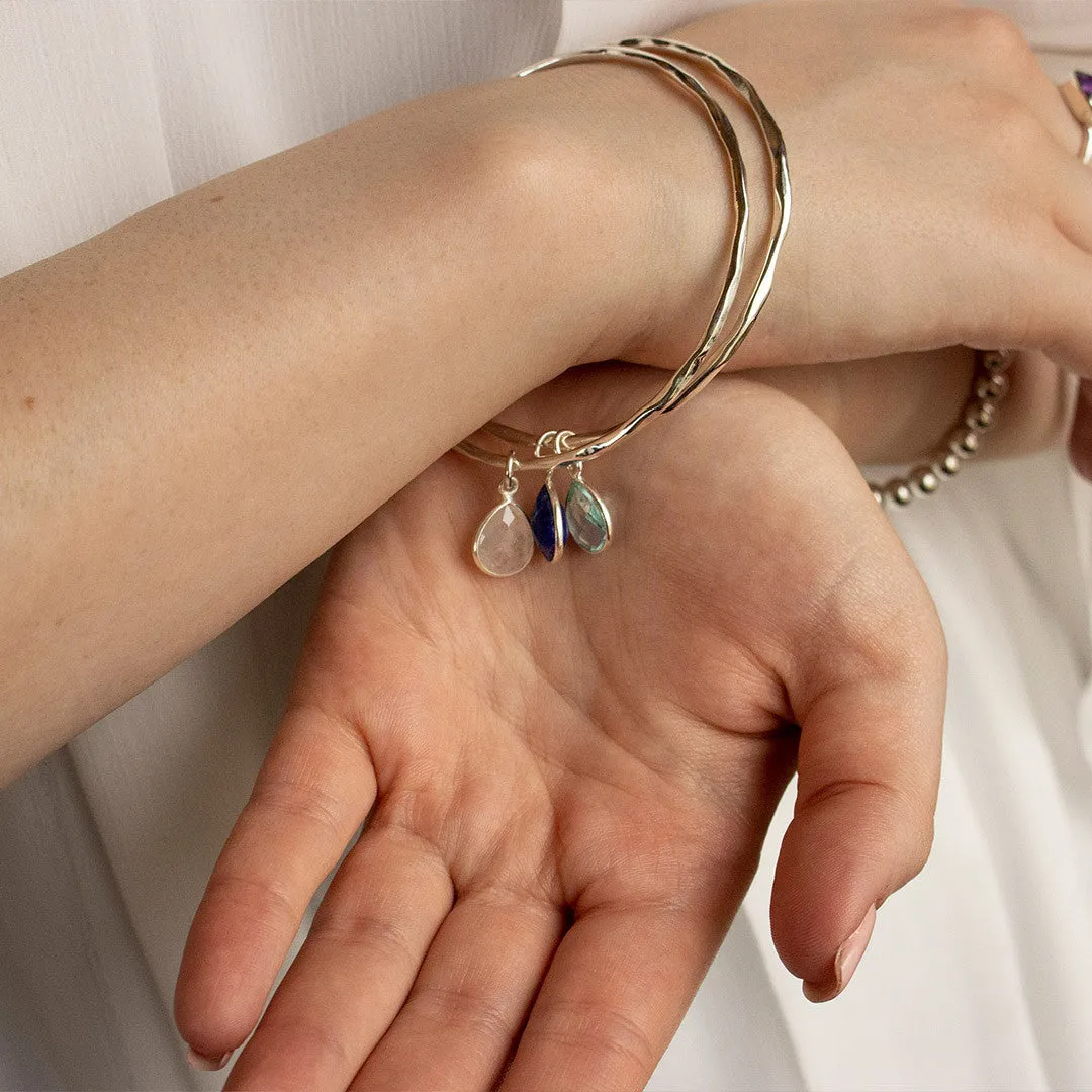 Peridot Charm Bangle | Silver - August