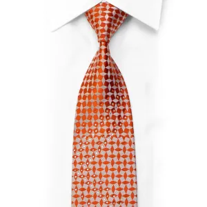 Pierre Cardin Rhinestone Silk Necktie Silver Geometric On Orange With Sparkles