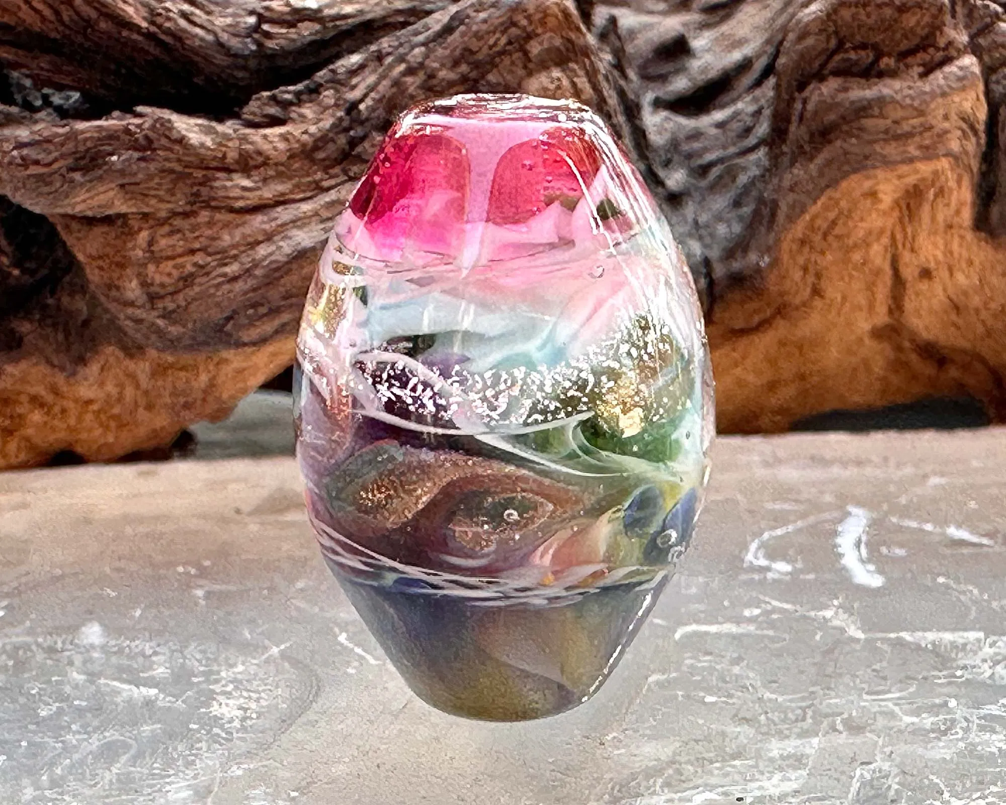 Pink Dreamscape Shimmer Lampwork Focal Bead SRA
