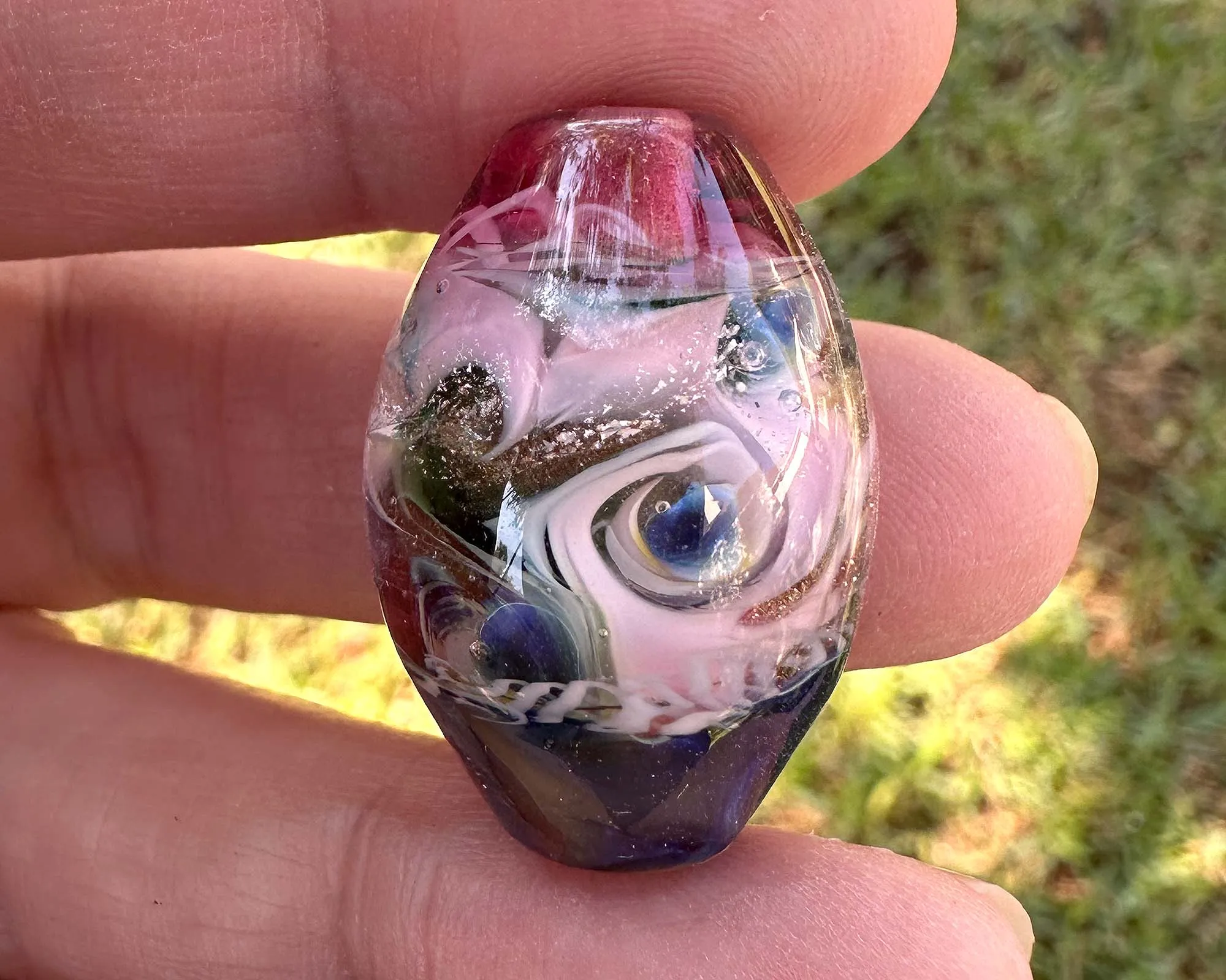 Pink Dreamscape Shimmer Lampwork Focal Bead SRA