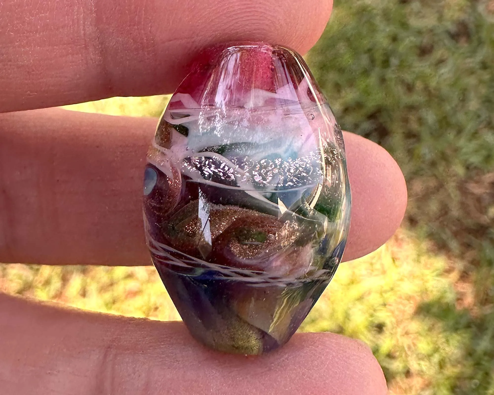 Pink Dreamscape Shimmer Lampwork Focal Bead SRA