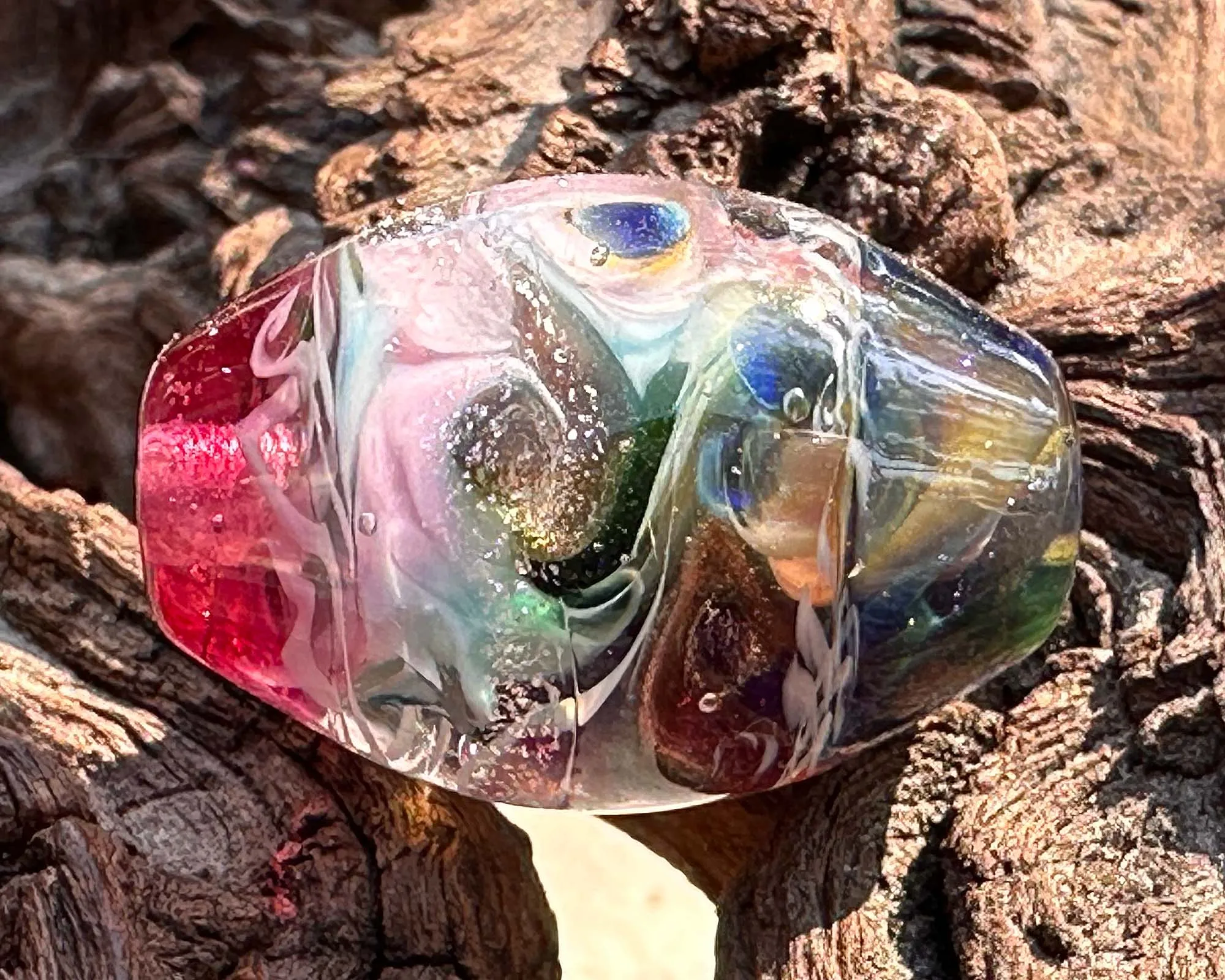 Pink Dreamscape Shimmer Lampwork Focal Bead SRA