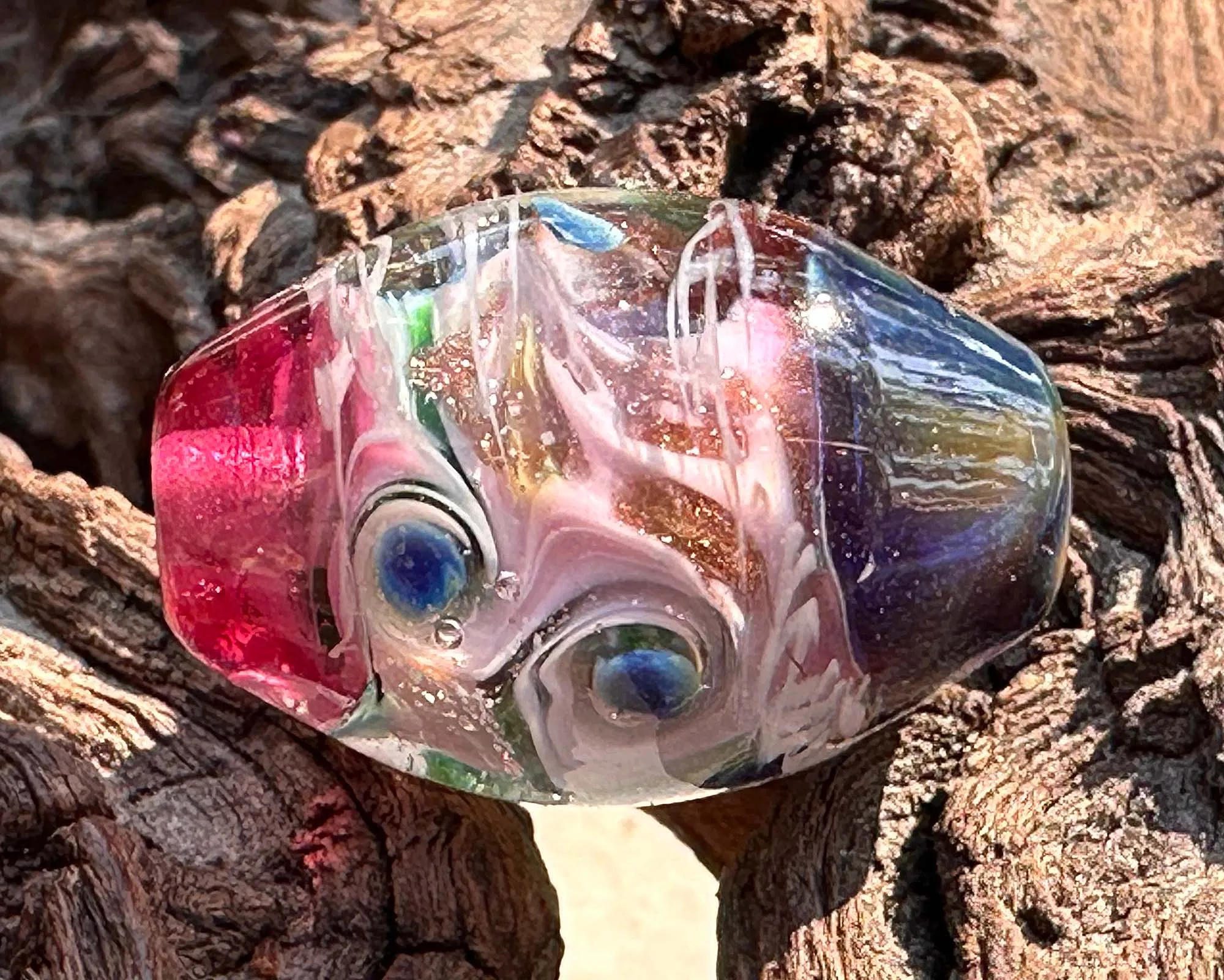 Pink Dreamscape Shimmer Lampwork Focal Bead SRA