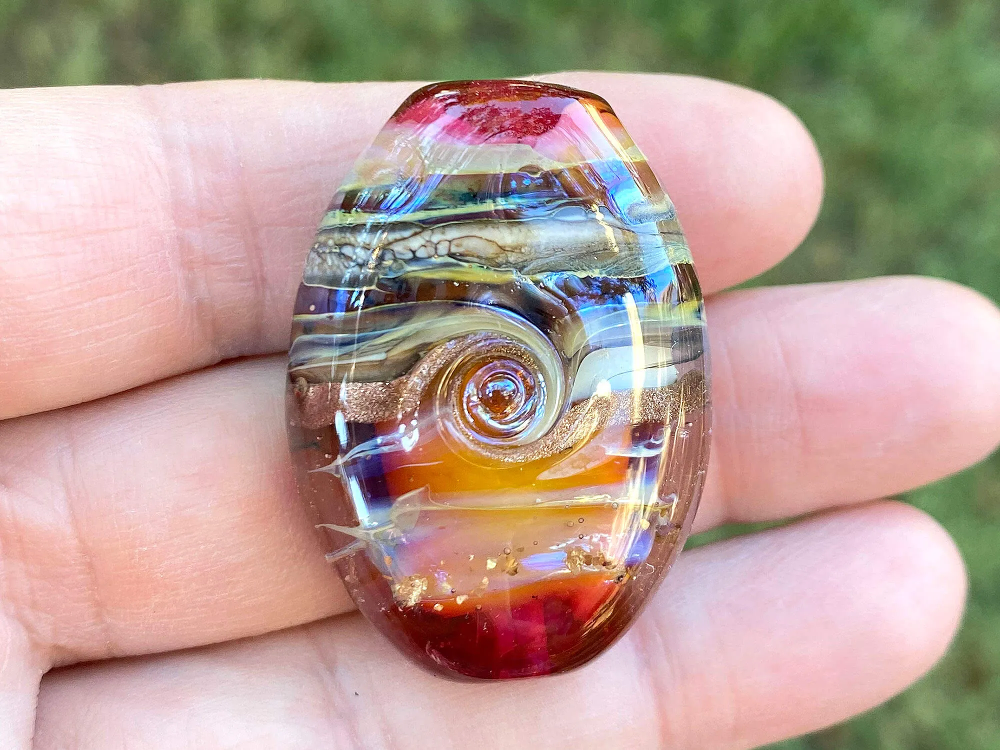 Pink Sunset Organic Lampwork Focal Bead SRA