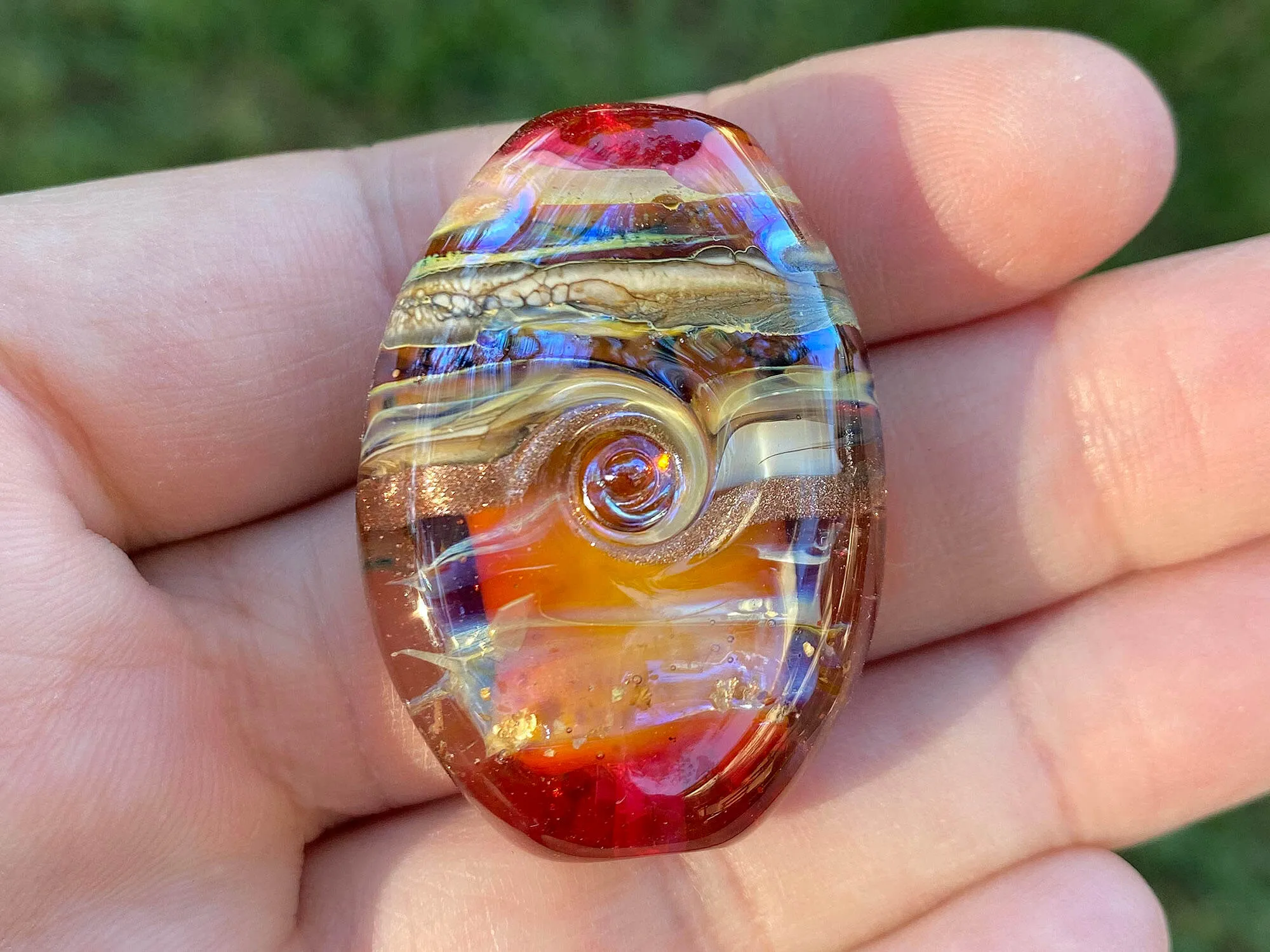 Pink Sunset Organic Lampwork Focal Bead SRA