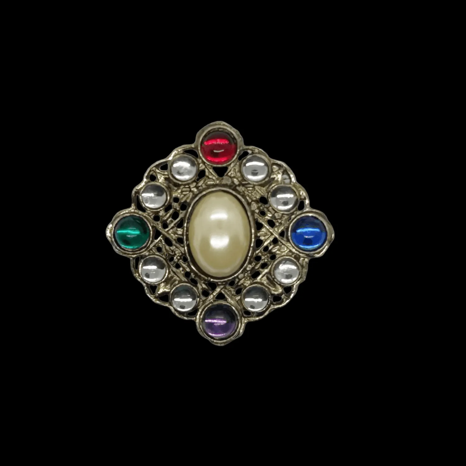 Regal Multi Color Cabochons Brooch