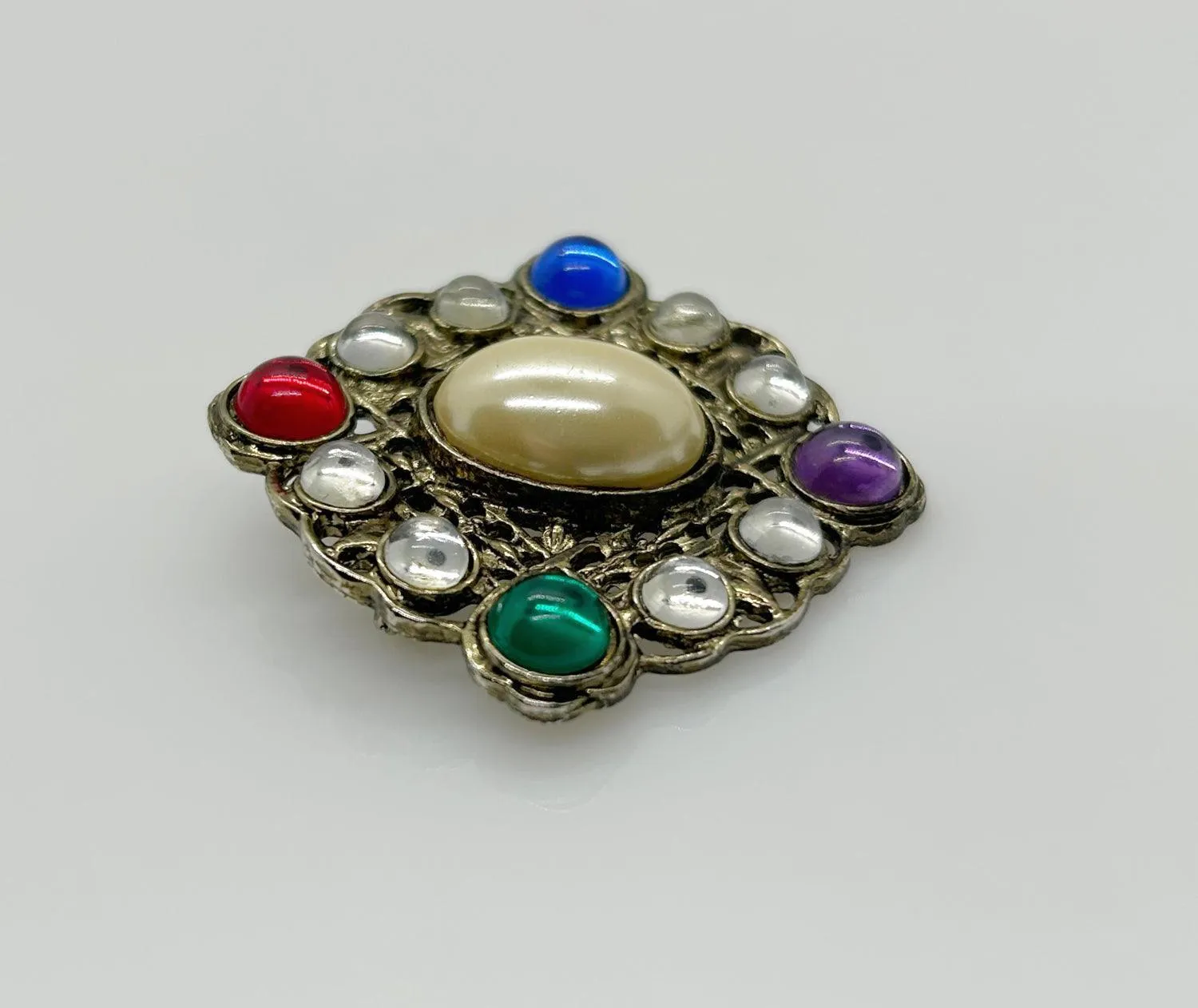 Regal Multi Color Cabochons Brooch