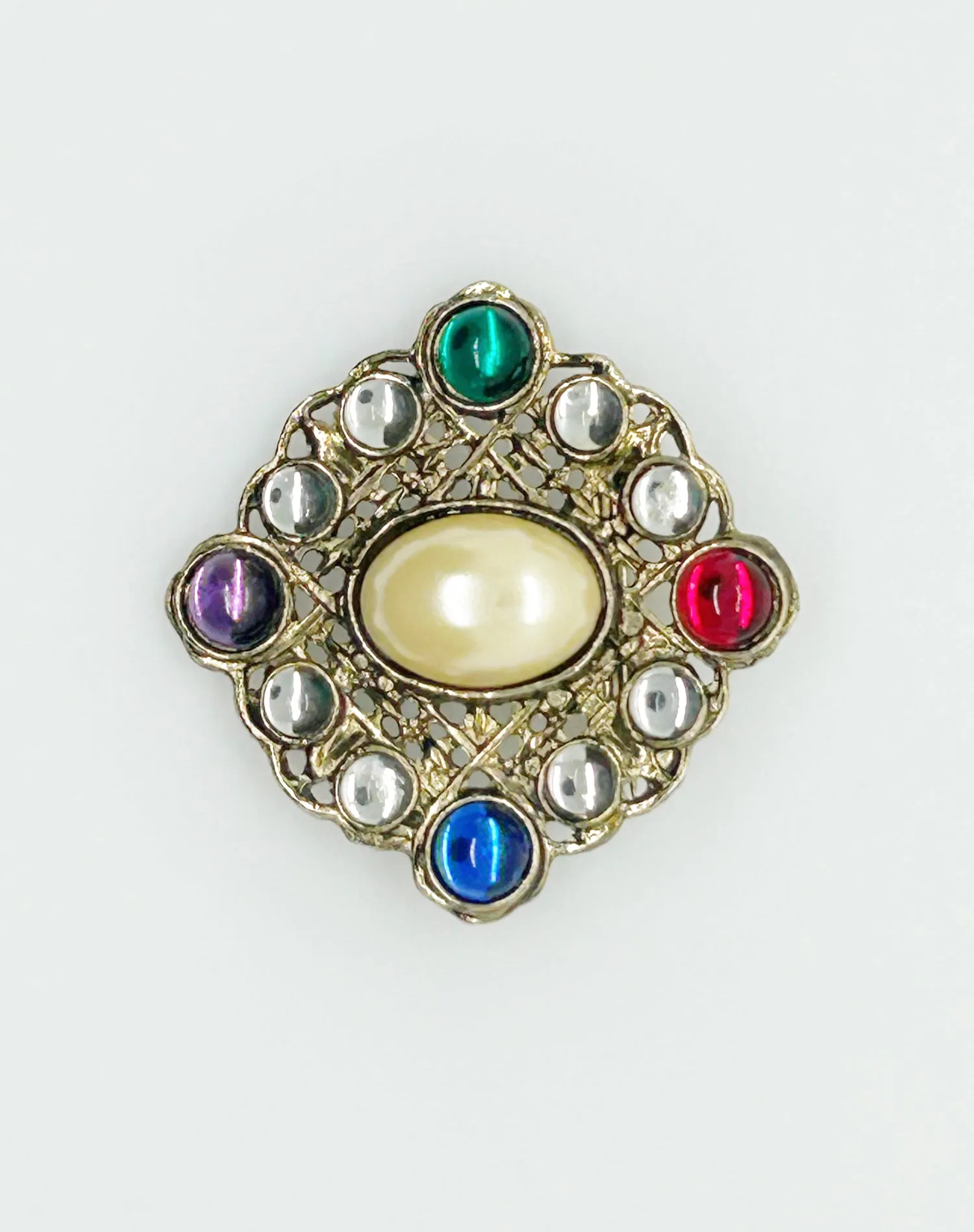Regal Multi Color Cabochons Brooch