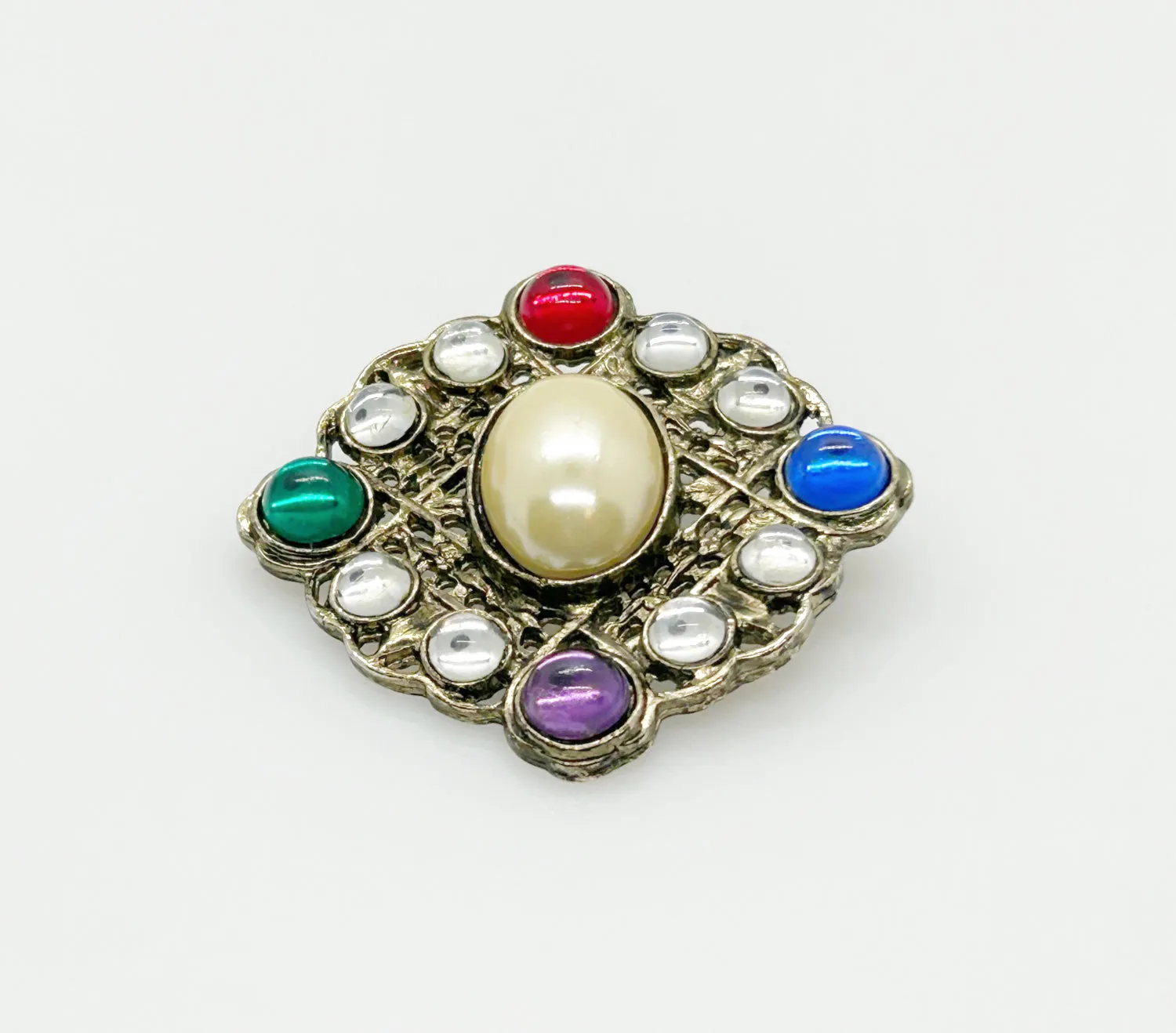 Regal Multi Color Cabochons Brooch