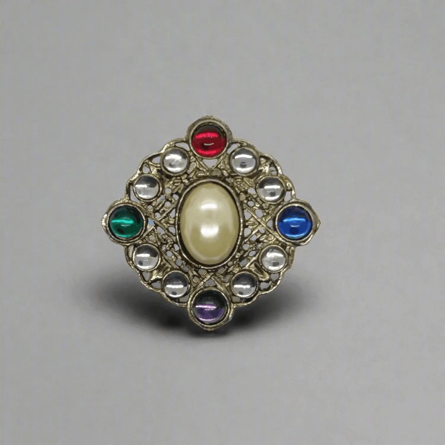 Regal Multi Color Cabochons Brooch