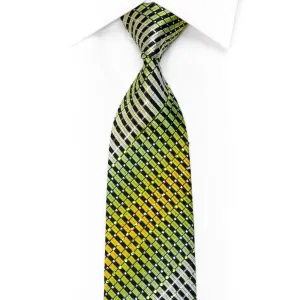 Rogers Dail Rhinestone Silk Necktie Green Striped On Black With Sparkles