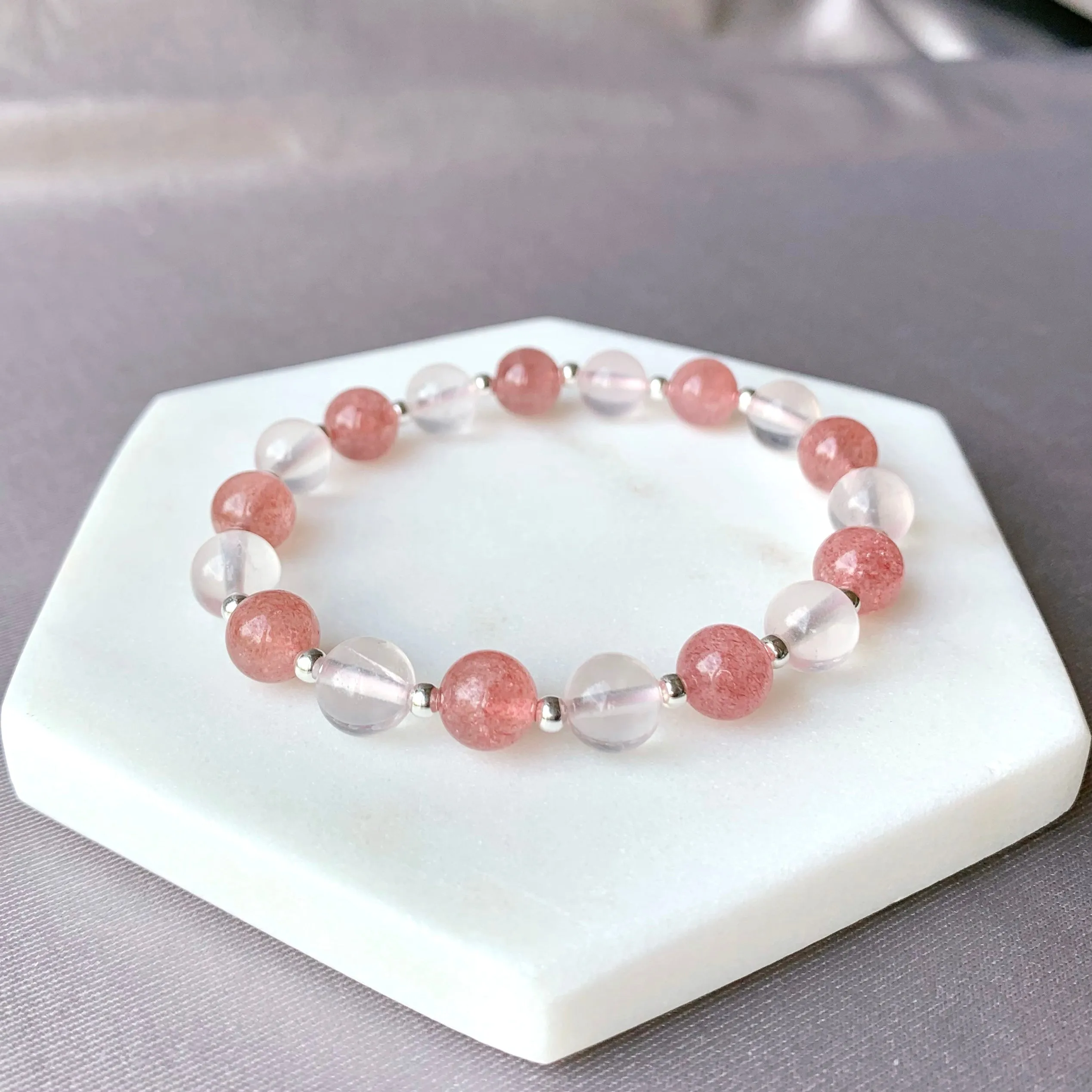 Rose & Strawberry Quartz Bracelet