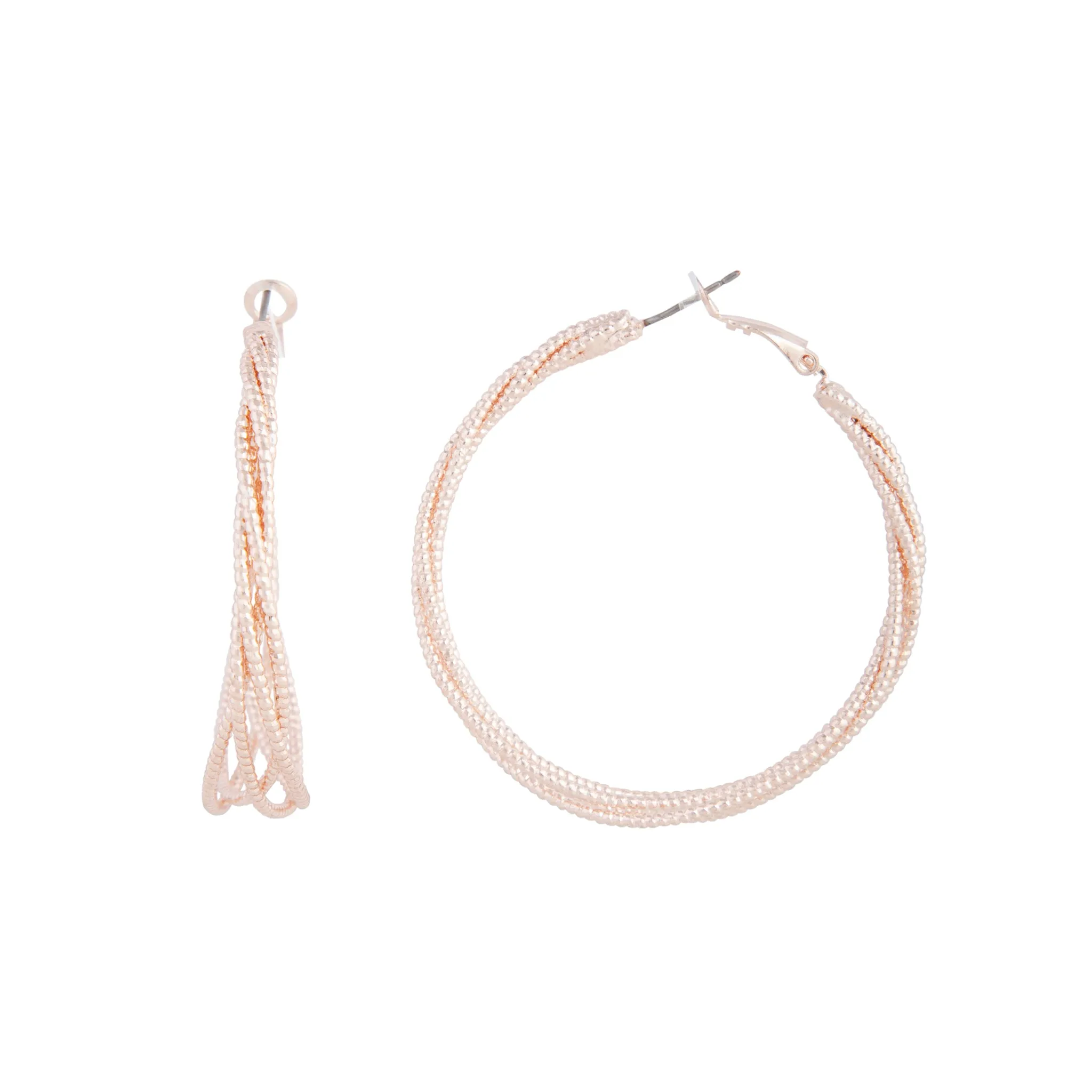 Rose Gold Wavy Layered Hoop Earrings