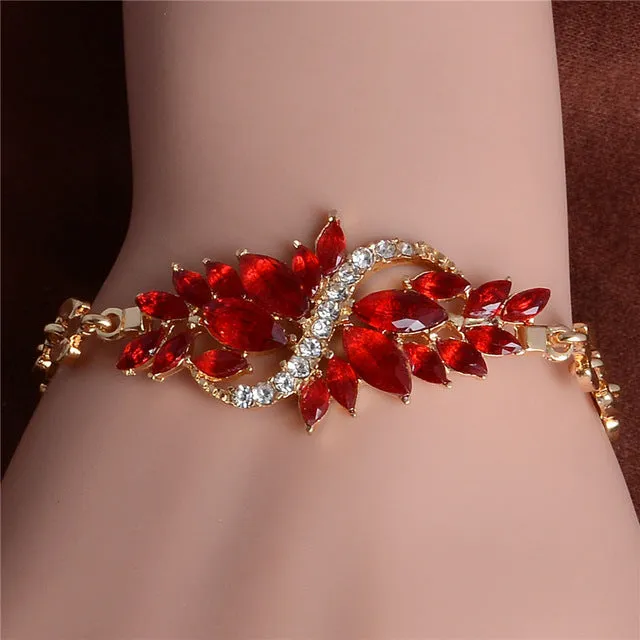 SHUANGR Free shipping Fashion Women/Lady's New Yellow Gold Color Austrian Crystal 5 Colors CZ Stones Bracelets & Bangles Jewelry