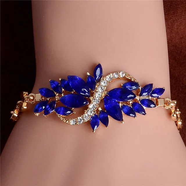 SHUANGR Free shipping Fashion Women/Lady's New Yellow Gold Color Austrian Crystal 5 Colors CZ Stones Bracelets & Bangles Jewelry