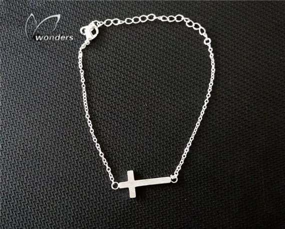 Sideway Cross Chain Link Bracelet