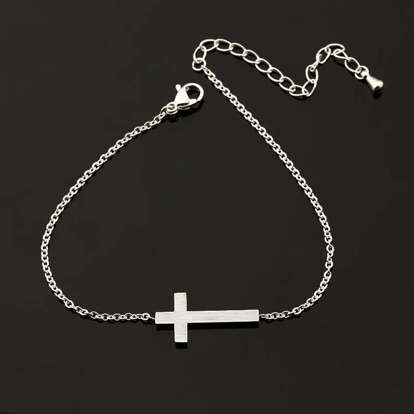 Sideway Cross Chain Link Bracelet