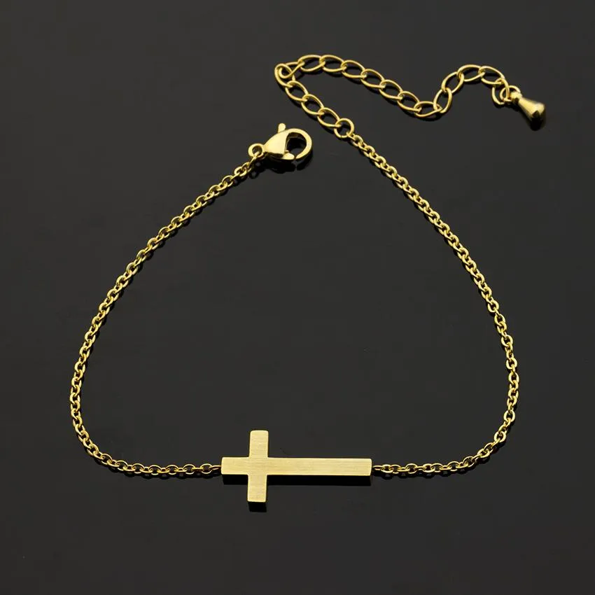 Sideway Cross Chain Link Bracelet