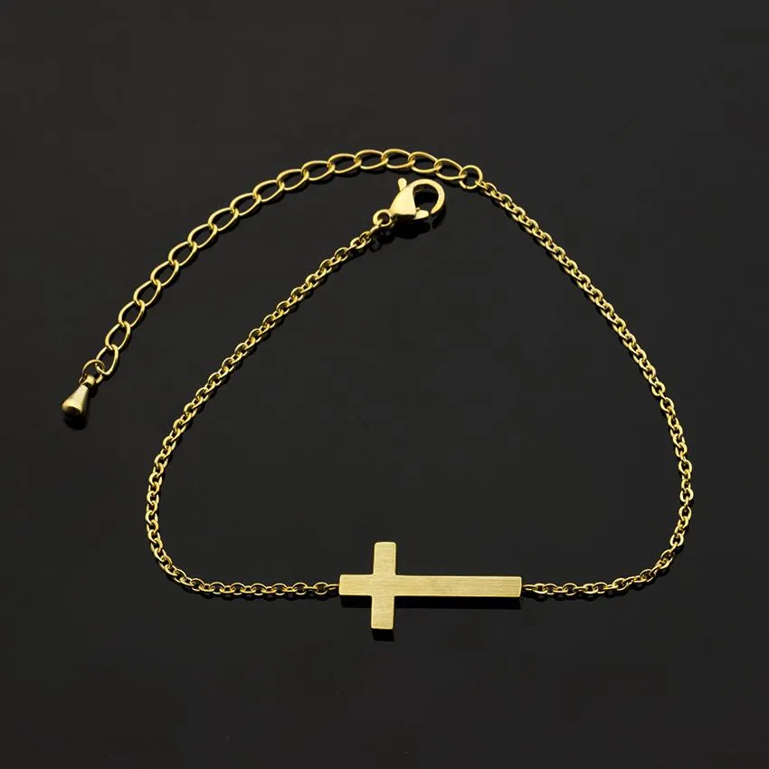 Sideway Cross Chain Link Bracelet