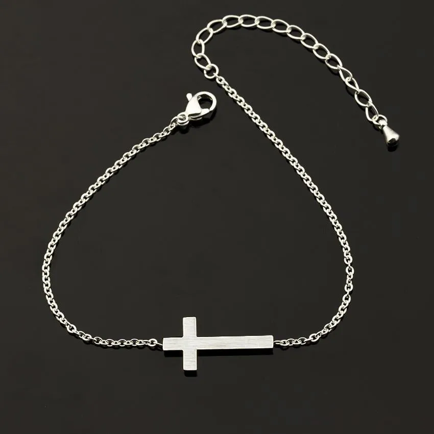 Sideway Cross Chain Link Bracelet