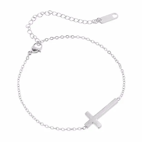 Sideway Cross Chain Link Bracelet