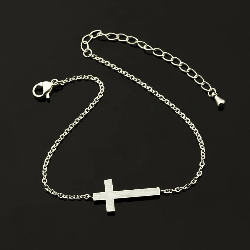 Sideway Cross Chain Link Bracelet