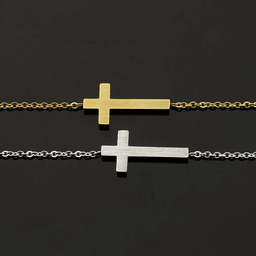 Sideway Cross Chain Link Bracelet
