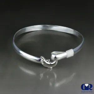 Solid 10K Gold Adjustable Dolphin Design Bangle Bracelet