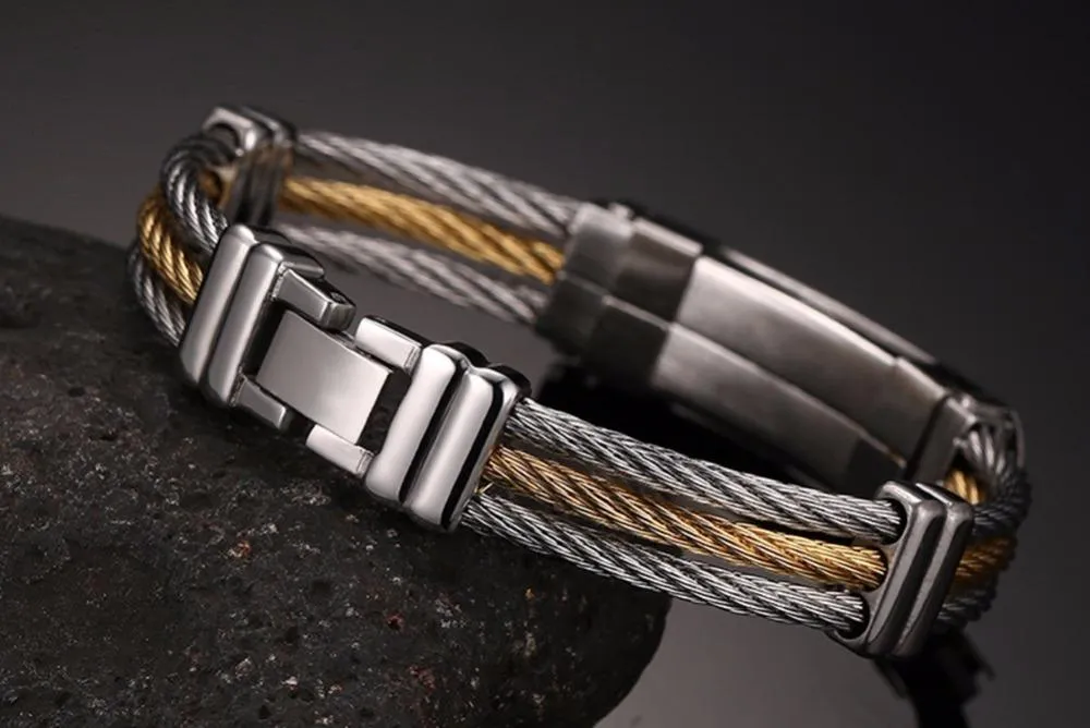 Steel Wire Chain Gold Cross Bracelet