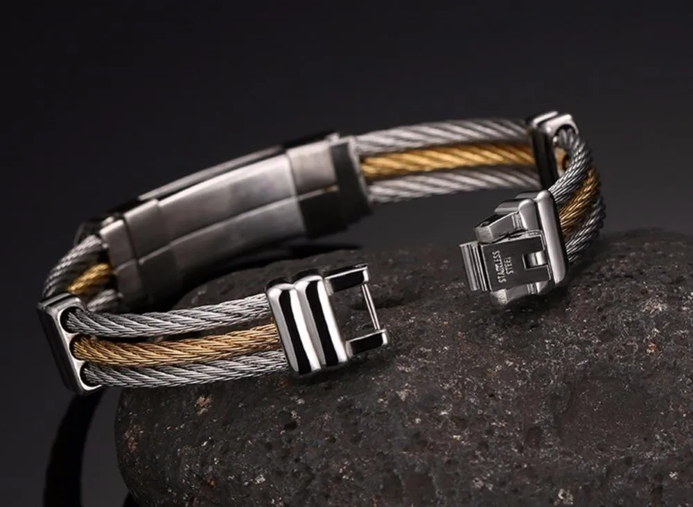 Steel Wire Chain Gold Cross Bracelet