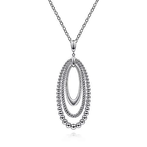 Sterling Silver Bujukan Oval Pendant