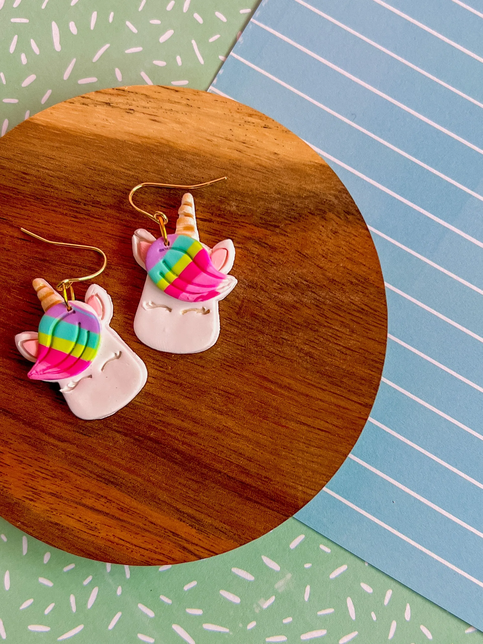 Uma the Unicorn Earrings | Clay Earrings